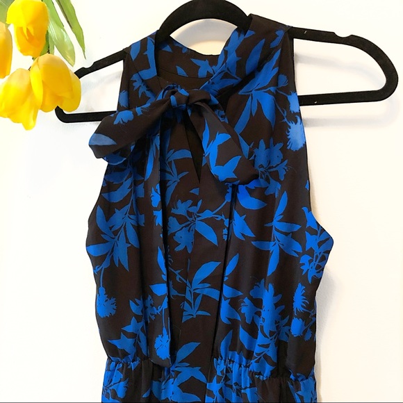 Sam Edelman Graphic Botanic Halter Blue Midi Dress - Picture 9 of 13